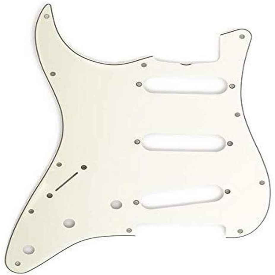 image:imageFender 62 Stratocaster  11 Hole 3Ply Pick Guard for 3 SingleCoil Pickups  WhiteMint Green