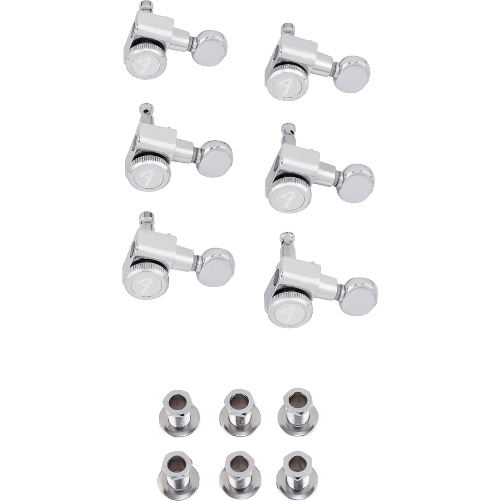image:imageFender Deluxe Locking Staggered Guitar Tuners Vintage Buttons ChromeRight Hand