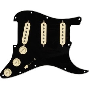 Fender Pre-Wired Strat Pickguard, Custom Shop Fat 50’s SSS Electric Guitar Electronics (0992340506)(Black)