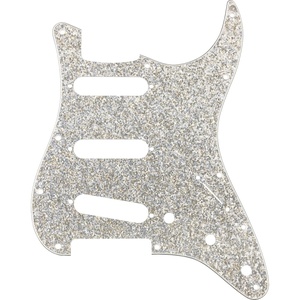 Hybrid Glass/Glitter Stratocaster S/S/S Pickguard, Silver Sparkle(Silver Sparkle)