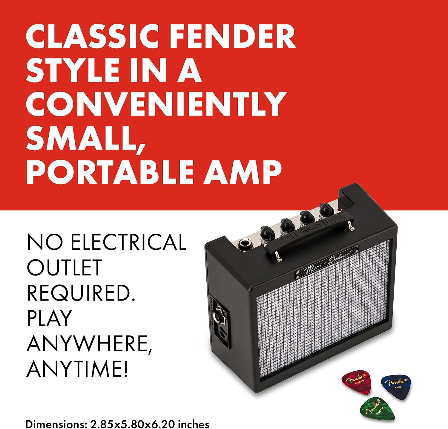 image:imageFender Mini Deluxe Electric Guitar Amp with 1Year Warranty Mini Guitar Amp Portable Guitar Amplifier Guitar Accessories 3 Watts BlackBlack