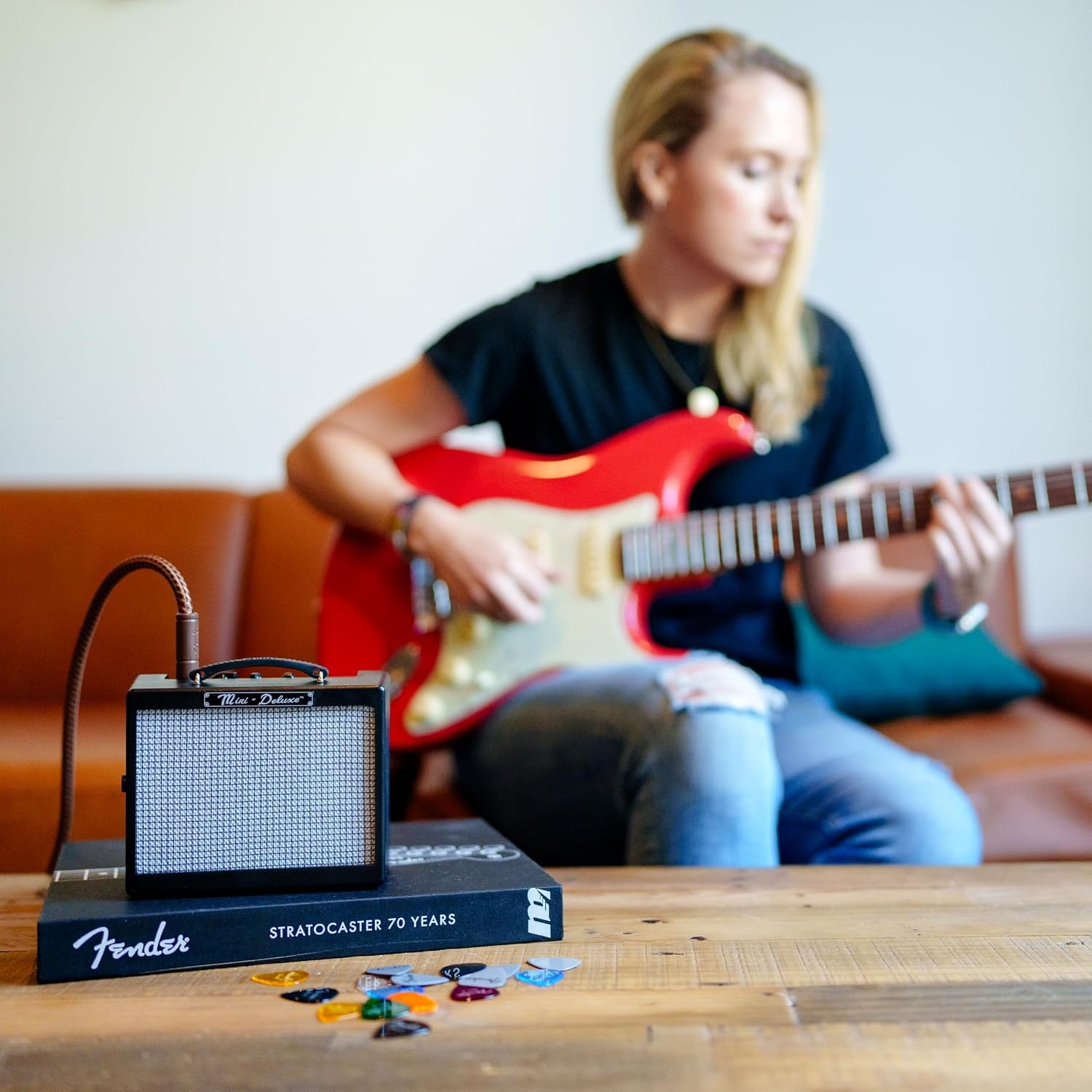 image:imageFender Mini Deluxe Electric Guitar Amp with 1Year Warranty Mini Guitar Amp Portable Guitar Amplifier Guitar Accessories 3 Watts BlackBlack