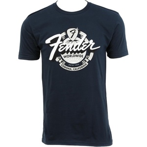 Fender World Wide T-Shirt, 100% Cotton, Vintage Navy, S(XX-Large)