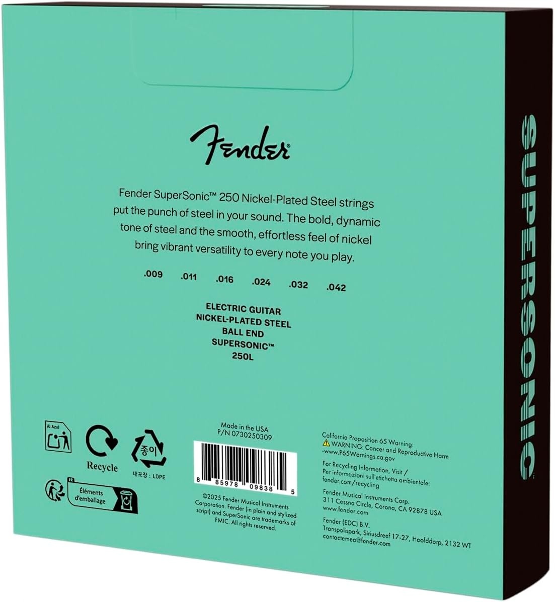 image:imageFender Super 250 Electric Guitar Strings Nickel Plated Steel Ball End 250XS 008038Light 942