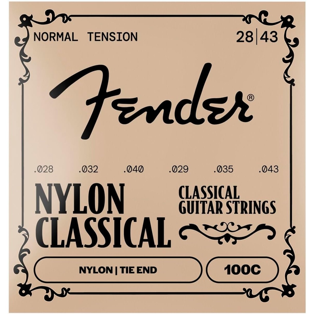 image:imageFender Nylon Acoustic Strings 100 ClearSilver Tie End 028043Tie End