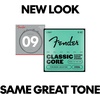 Fender Classic Core Electric Guitar Strings, Vintage Nickel, Bullet End, 3155L .009-.042(Light 9-42)