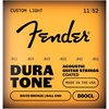 Fender Dura-Tone Coated 80/20 Bronze Acoustic Guitar Strings, .012-.052 String Gauge, Offers Clear Sound with a Smooth and Articulate Feel(Custom Light  11-52)