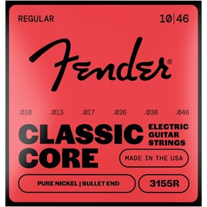 Fender Classic Core Electric Guitar Strings, Vintage Nickel, Bullet End, 3155L .009-.042(Regular 10-46)