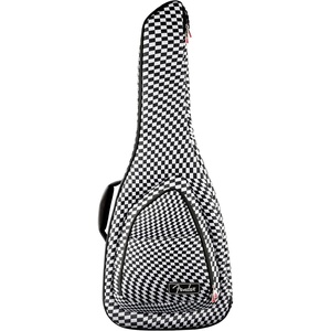 Fender Flat-Top Dreadnought Hard Shell Acoustic Guitar Case, Padded, Black(Checkerboard)
