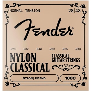 Fender Nylon Acoustic Strings, 100 Clear/Silver, Tie End .028-.043(Tie End)