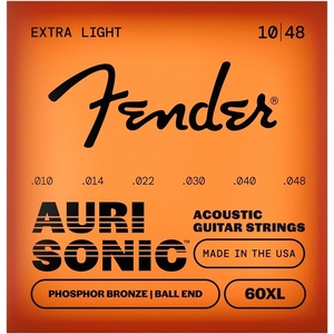 Fender Phosphor Bronze Acoustic Guitar Strings, Ball End, 60L .012-.053(Extra Light 10-48)