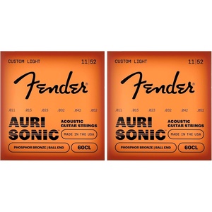 Fender Phosphor Bronze Acoustic Guitar Strings, Ball End, 60L .012-.053(Light 11-52 (Pack of 2))