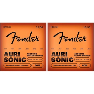 Fender Phosphor Bronze Acoustic Guitar Strings, Ball End, 60L .012-.053(Medium 13-56 (Pack of 2))