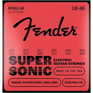 Fender Super 250 Electric Guitar Strings, Nickel Plated Steel, Ball End, 250XS .008-.038(12-String Regular  10-46)
