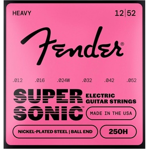 Fender Super 250 Electric Guitar Strings, Nickel Plated Steel, Ball End, 250XS .008-.038(Heavy  12-52)
