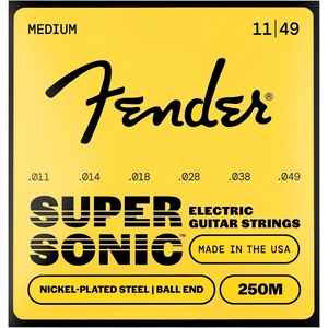 Fender Super 250 Electric Guitar Strings, Nickel Plated Steel, Ball End, 250XS .008-.038(Regular  11-49)