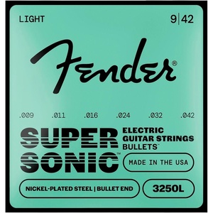 Fender Super 3250 Bullet Electric Guitar Strings, Nickel Plated Steel, Bullet End, 3250L .009-.042(Light 9-42)