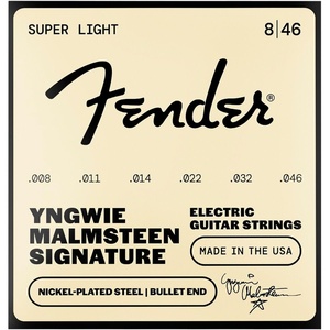 Fender Yngwie Malmsteen Signature Electric Guitar Strings, Nickel Plated Steel, Bullet End .008-.046(Not Available)