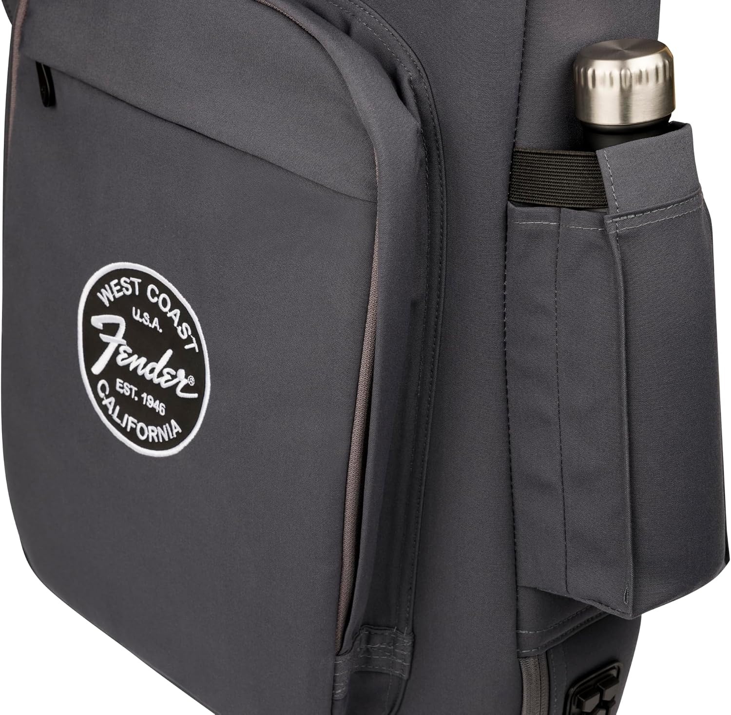 image:imageFender Troubadour Bass Guitar Gig Bag Padded Guitar Case with Ergonomic Backpack Straps WeatherResistant Waxed Canvas with 25mm Padded Protection Professional Travel CaseCharcoal