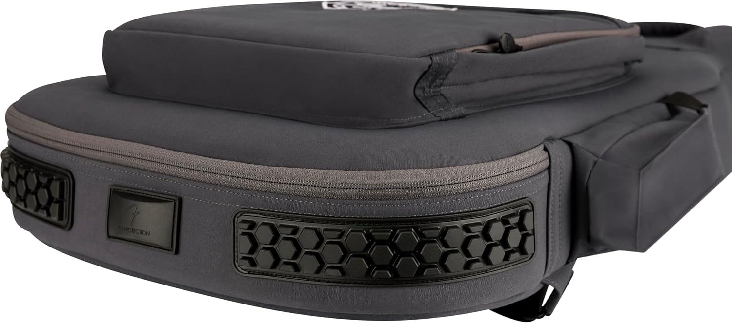 image:imageFender Troubadour Bass Guitar Gig Bag Padded Guitar Case with Ergonomic Backpack Straps WeatherResistant Waxed Canvas with 25mm Padded Protection Professional Travel CaseCharcoal