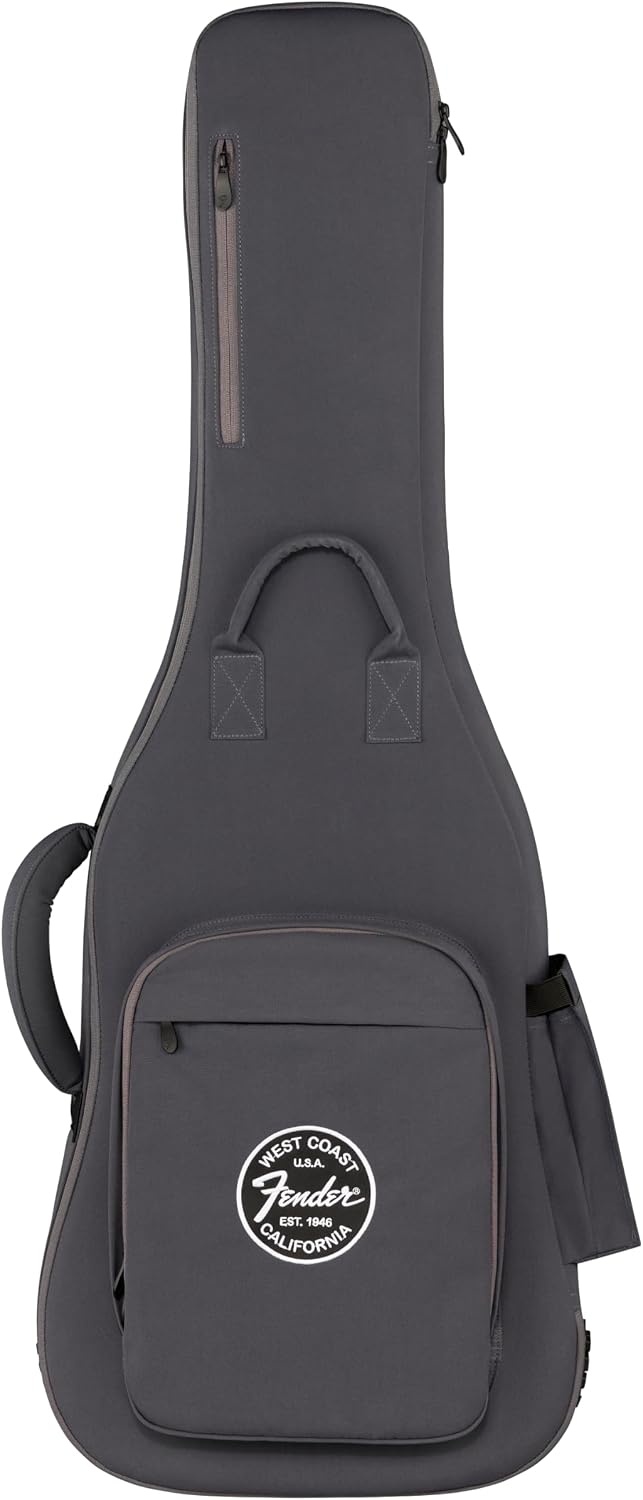 image:imageFender Troubadour Bass Guitar Gig Bag Padded Guitar Case with Ergonomic Backpack Straps WeatherResistant Waxed Canvas with 25mm Padded Protection Professional Travel CaseCharcoal