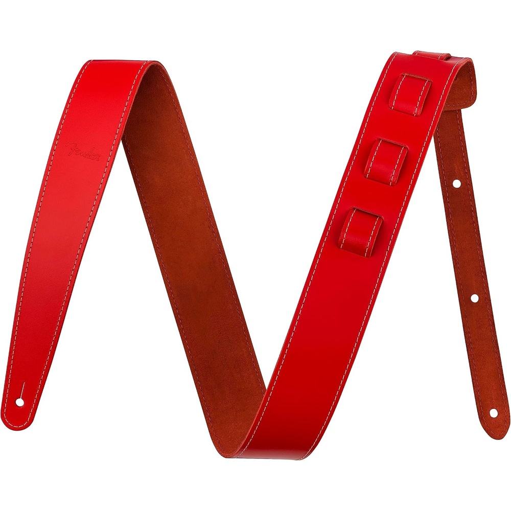 image:imageFender Essentials Economy Leather Guitar Strap Guitar Accessories Adjustable from 445 to 53 TanRed