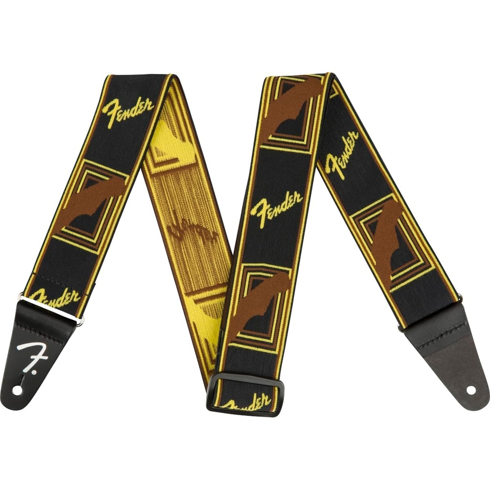 image:imageFender WeighLess Monogrammed Guitar Strap Guitar Accessories 2in WhiteBrownYellowBlackYellowBrown