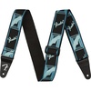 Fender Monogrammed Guitar Strap, 2in, Black/Yellow/Brown(Neon Daphne Blue)