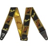 Fender WeighLess Monogrammed Guitar Strap, Guitar Accessories, 2in, White/Brown/Yellow(Black/Yellow/Brown)