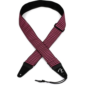 Fender Houndstooth Jacquard Guitar Strap, 2in, White(Pink)