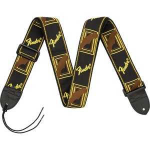 Fender Monogrammed Guitar Strap, 2in, Black/Yellow/Brown(Black/Yellow/Brown)