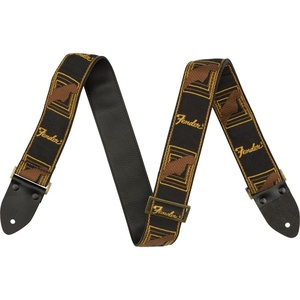 Fender Monogrammed Guitar Strap, 2in, Black/Yellow/Brown(Legacy Vintage)