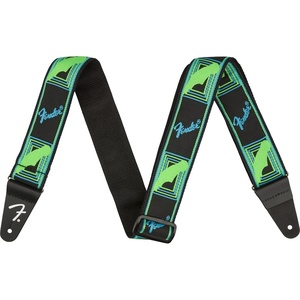 Fender Neon Monogrammed Guitar Strap, Guitar Accessories, 2in, Blue/Green(Blue/Green)