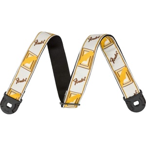 Fender Quickgrip Secure Guitar Strap, 2in, Monogram White/Yellow/Brown(Monogram White/Yellow/Brown)