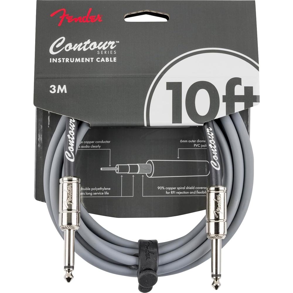 image:imageFender Contour Instrument Cable Guitar Cable Guitar Accessories StraightStraight Seafoam Green 10 ftInca Silver