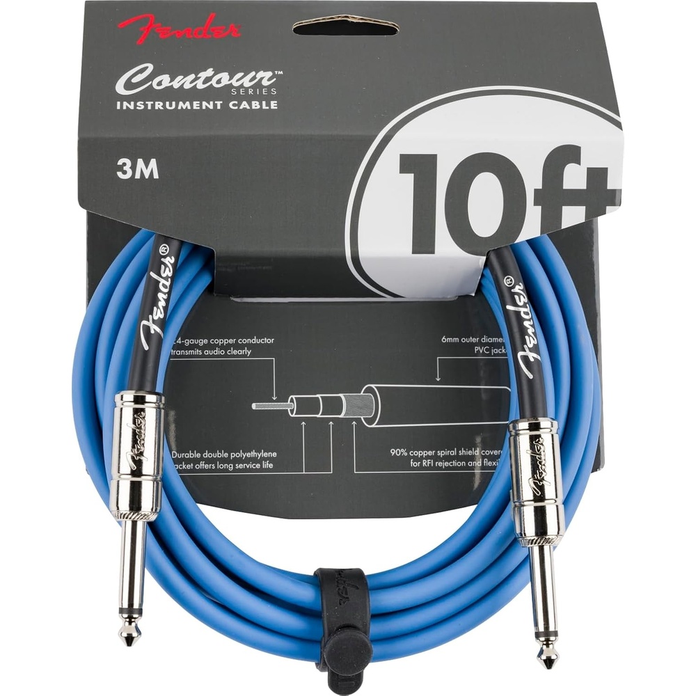 image:imageFender Contour Instrument Cable Guitar Cable Guitar Accessories StraightStraight Seafoam Green 10 ftLake Placid Blue