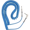 Fender Contour Coiled Instrument Cable, Guitar Accessories, Straight/Angle, Seafoam Green, 30 ft(Lake Placid Blue)