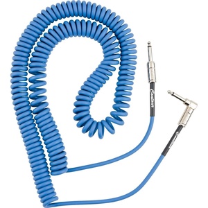Fender Contour Coiled Instrument Cable, Guitar Accessories, Straight/Angle, Seafoam Green, 30 ft(Lake Placid Blue)