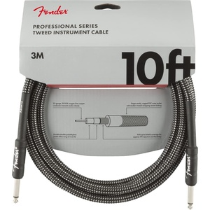 Fender Professional Series Tweed Instrument Cable, Guitar Cable, Guitar Accessories, Straight/Straight, Spiral Shielding for an Anti-Kinking Design, Daphne Blue, 15ft(Gray)