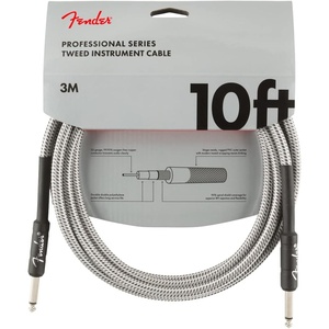 Fender Professional Series Tweed Instrument Cable, Guitar Cable, Guitar Accessories, Straight/Straight, Spiral Shielding for an Anti-Kinking Design, Daphne Blue, 15ft(White)
