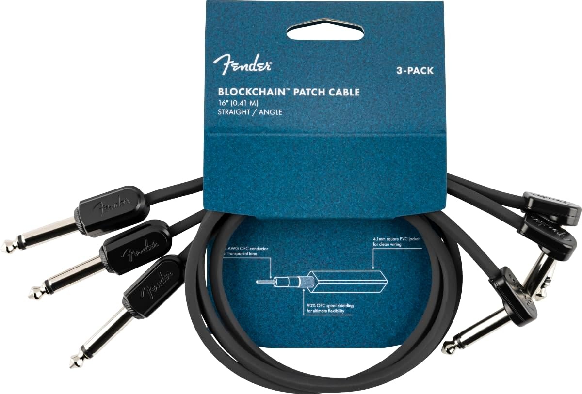 image:imageFender Blockchain Patch Cable Kit AngleAngle Black Large 15 PiecesStraightAngle