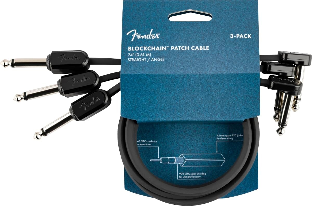 image:imageFender Blockchain Patch Cable Kit AngleAngle Black Large 15 PiecesStraightAngle