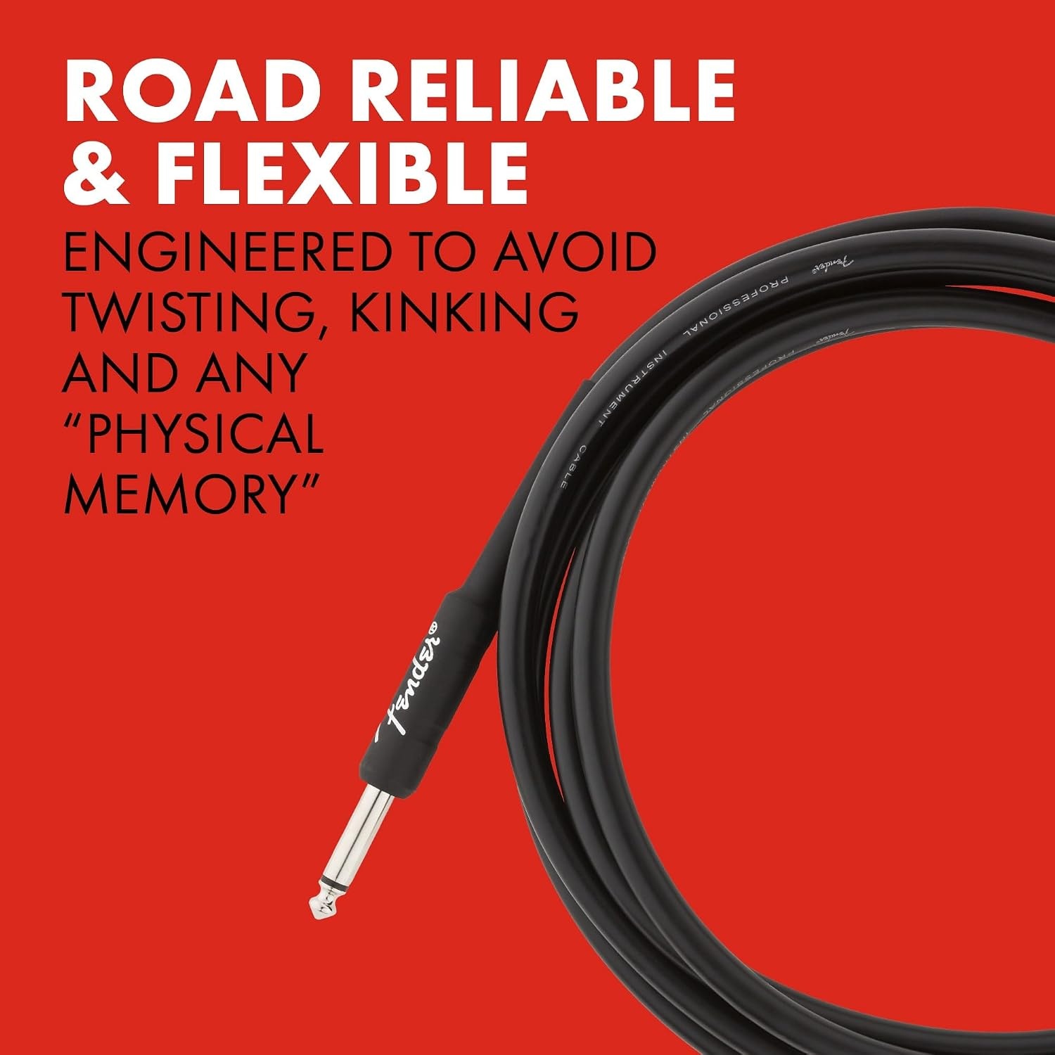 image:imageFender Professional Series Instrument Cable Guitar Cable Guitar Accessories AngleAngle Black 6in 2Pack10ft