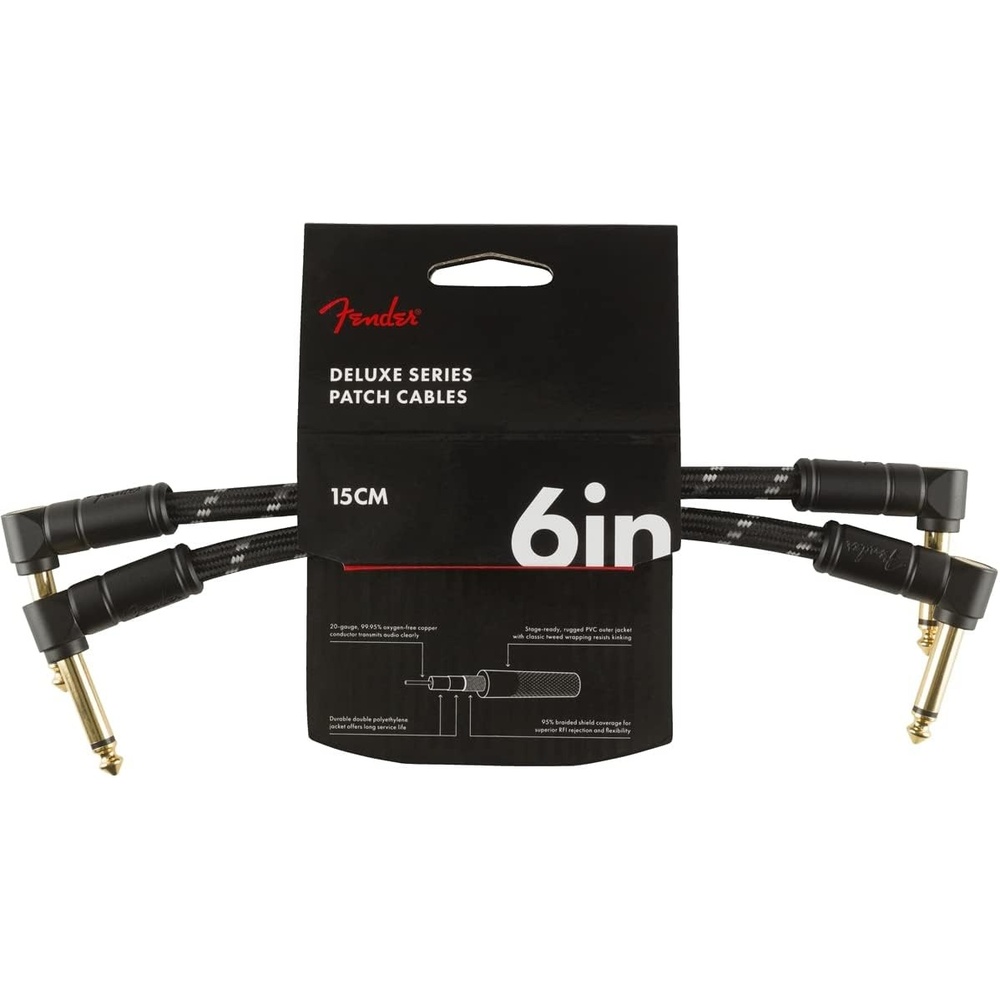 image:imageFender Deluxe Series Patch Cable AngleAngle Black Tweed 6in 2PackBlack Tweed