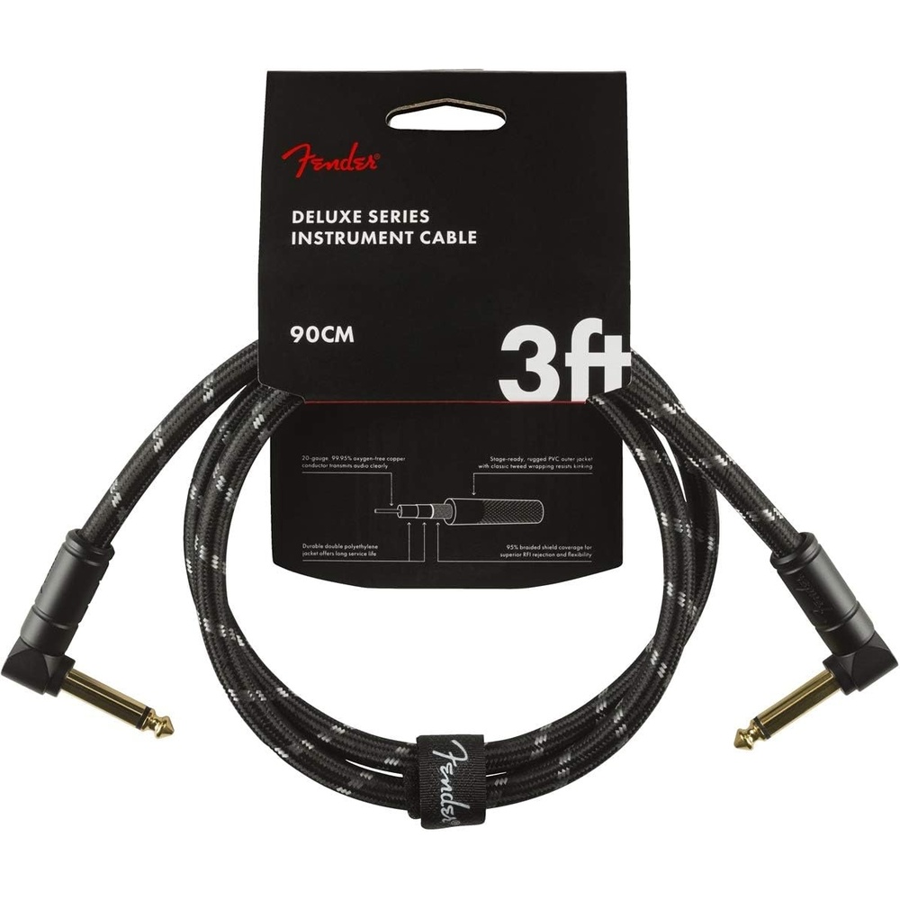 image:imageFender Deluxe Series Patch Cable AngleAngle Black Tweed 6in 2PackTweed