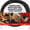 Fender Professional Series Instrument Cable, Guitar Cable, Guitar Accessories, Angle/Angle, Black, 6in, 2-Pack(15ft)