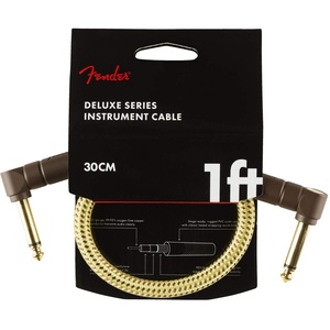 Fender Deluxe Series Instrument Cable 1 FootAngle-Angle, Tweed(Black Tweed)