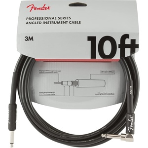 Fender Professional Series Instrument Cable, Guitar Cable, Guitar Accessories, Angle/Angle, Black, 6in, 2-Pack(10ft)