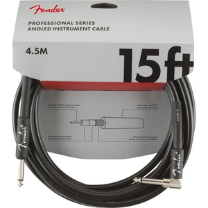 Fender Professional Series Instrument Cable, Guitar Cable, Guitar Accessories, Angle/Angle, Black, 6in, 2-Pack(15ft)