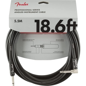 Fender Professional Series Instrument Cable, Guitar Cable, Guitar Accessories, Angle/Angle, Black, 6in, 2-Pack(18.6ft (Pack of 5))
